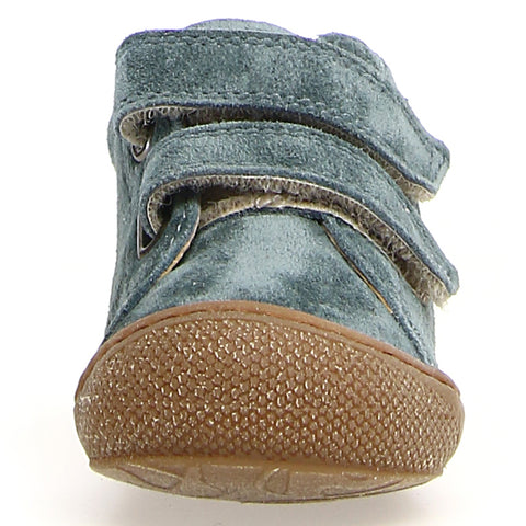 NATURINO Halbschuh COCOON in petrol color, made of velour material, with a comfortable and stylish design for kids