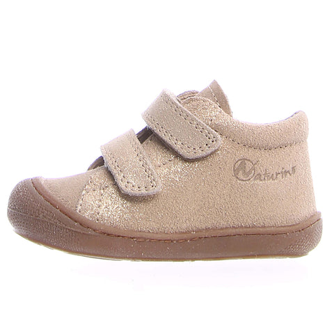 NATURINO Halbschuh COCOON in beige color with gold glitter detailing