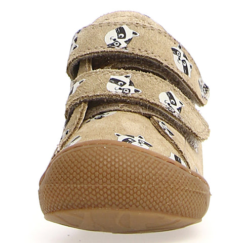 Green NATURINO Halbschuh COCOON with adorable raccoon design for kids