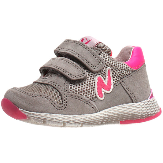 NATURINO Halbschuh SAMMY in grey with neon pink accents for kids