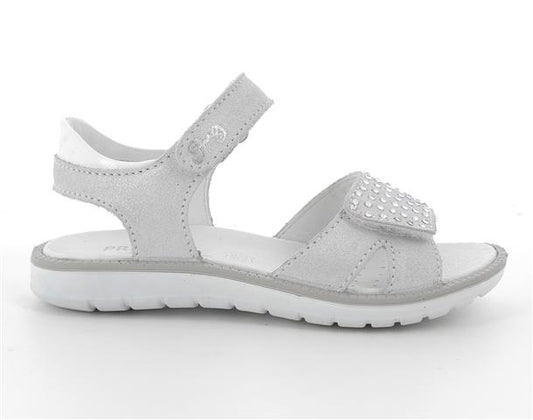 PRIMIGI Sandale 73924 - silber, close-up of silver leather straps and buckle detailing