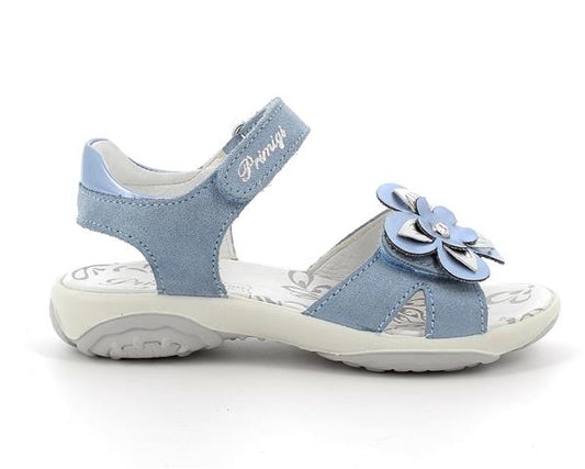 PRIMIGI Sandale 73914 - blau - Blume - Front view of blue PRIMIGI sandal with flower design for girls