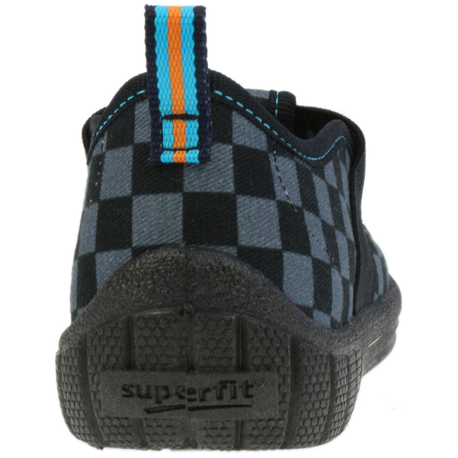 Comfortable and stylish SUPERFIT Hausschuh 276-03 in black with checkered pattern