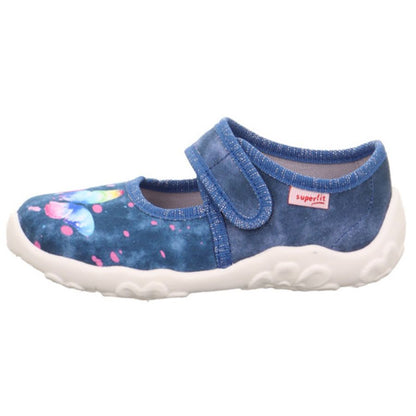 Blue SUPERFIT Hausschuh BONNY 281-803 with butterfly design, a comfortable and stylish slipper for girls