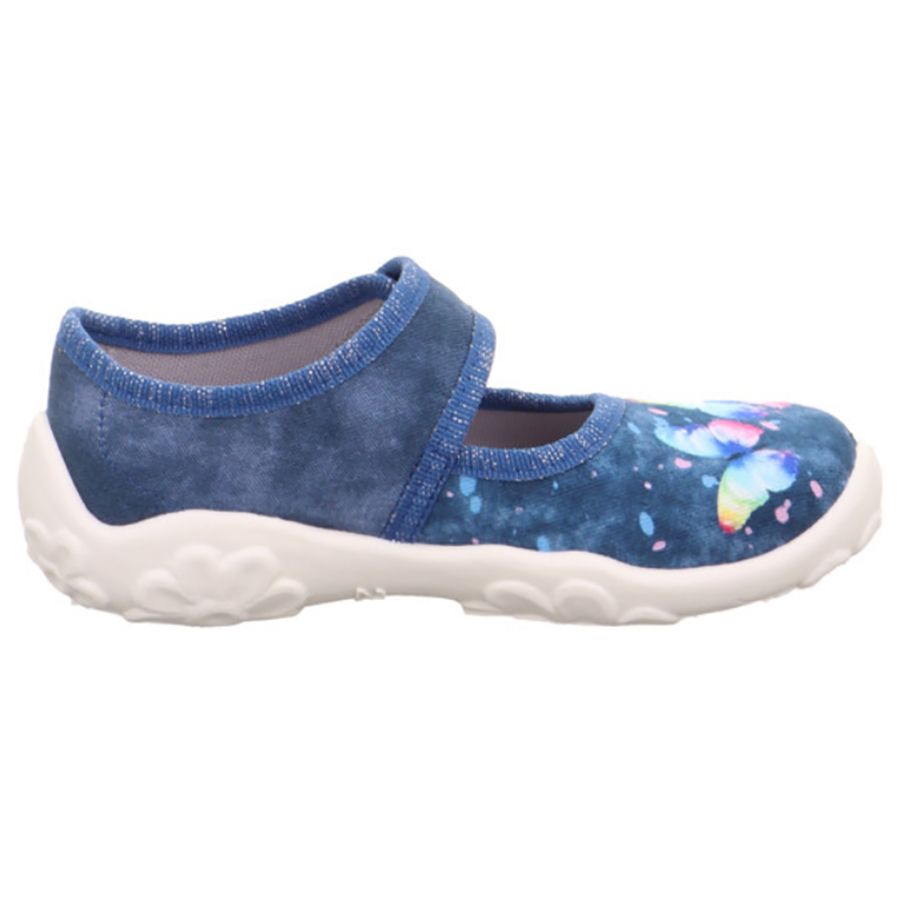 Comfortable SUPERFIT blue house shoe with butterfly design for kids