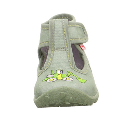 Superfit Hausschuh Spotty 9252-75 in green with a digger design