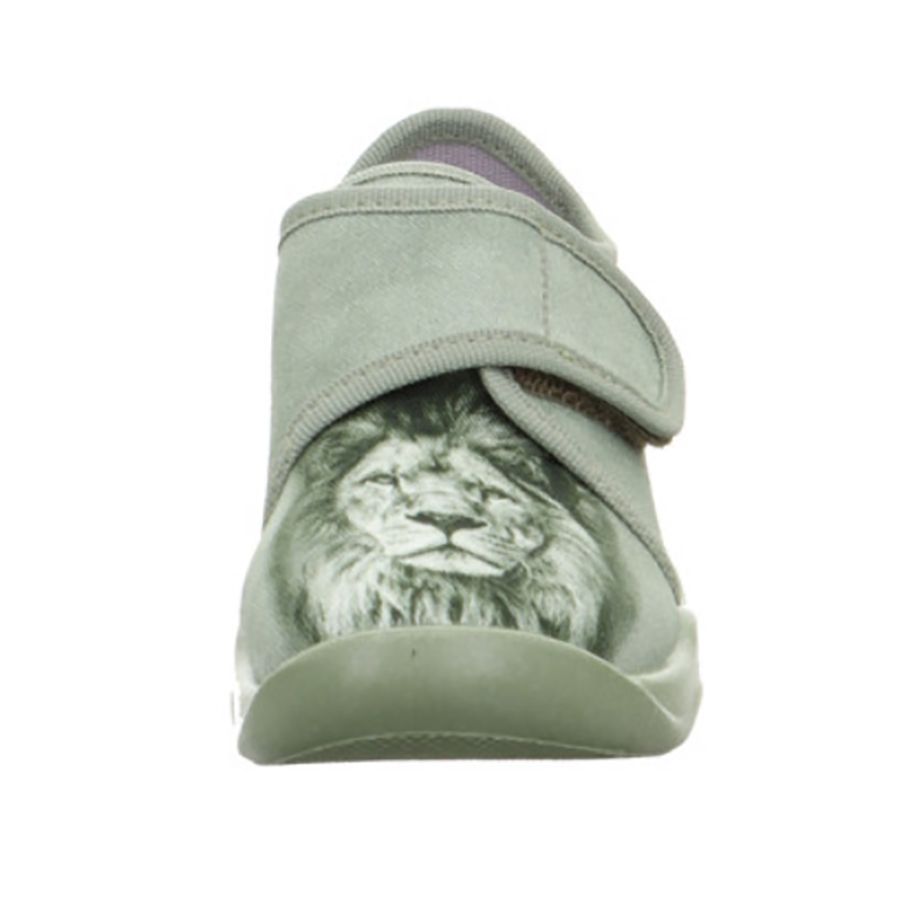 Comfortable and stylish SUPERFIT Hausschuh BUBBLE 6274-751 in green with a lion design